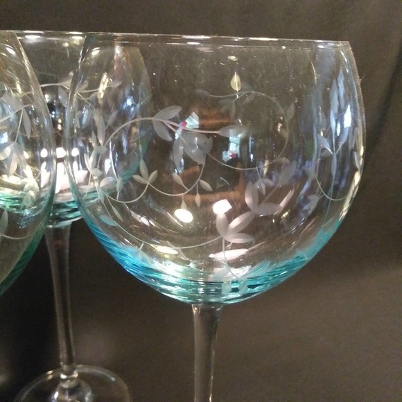 3 Lenox Heather Blue Balloon Crystal Wine Glasses - Picture 2 of 15